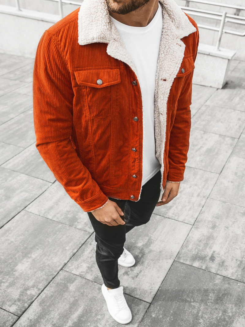 Oranžinė vyriška džinso striukė OZONEE JB/JP1179/3Z