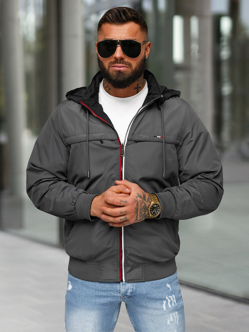 Pilka vyriška apverčiama striukė OZONEE JS/16M9207/92