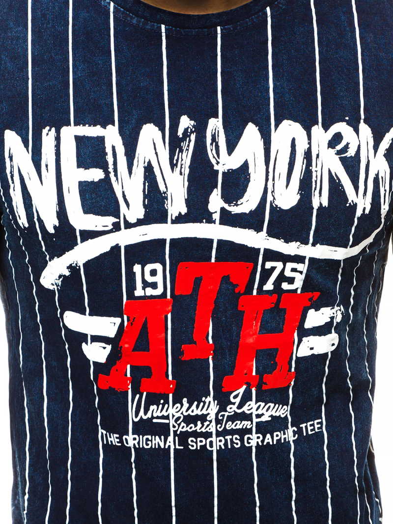 Tamsiai mėlyni vyriški marškinėliai OZONEE HFM/017