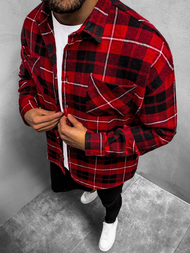 Raudonai vyriški marškiniai striukė OZONEE O/DR2020