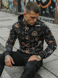 Juodas vyriškas džemperis su gobtuvu OZONEE O/B266Z