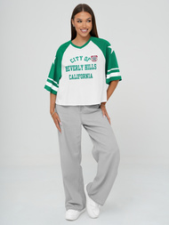 Baltai-žalii moteriški marškinėliai OZONEE JS/R62493