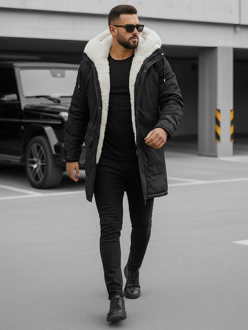 Juoda vyriška žieminė striukė OZONEE JS/5M120/392Z