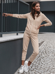 Smėlio moteriškas sportinis dviejų dalių kostiumas OZONEE O/MB2038/21