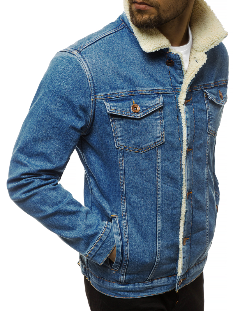 Šviesiai-mėlyna vyriška džinso striukė OZONEE BN/5938