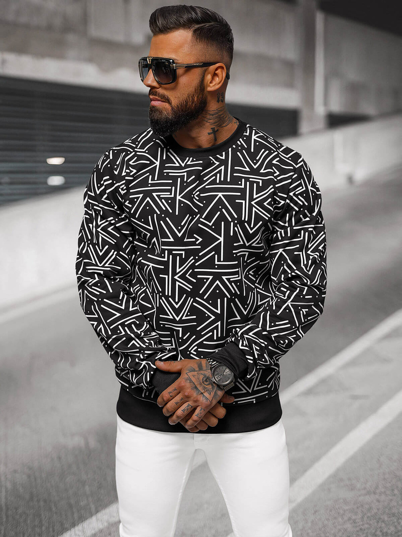 Juodas vyriškas džemperis OZONEE JS/8B1219/3