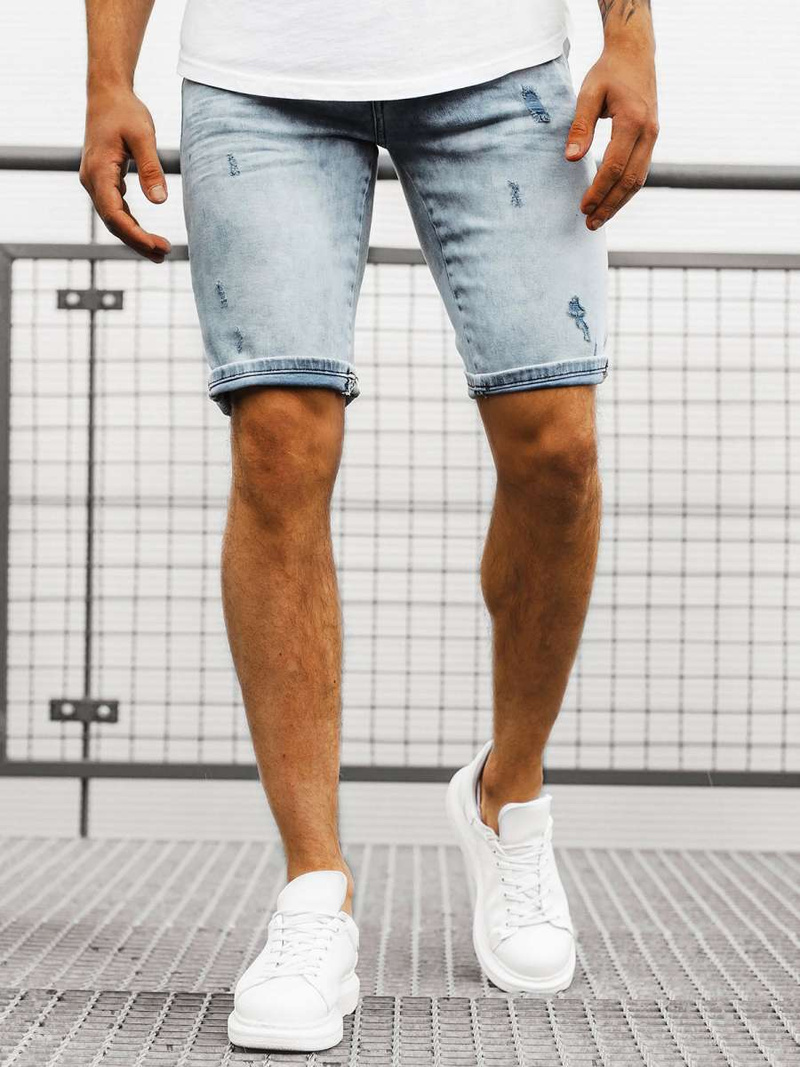 Šviesiai-Mėlyni Vyriški džinso šortai OZONEE B/55109