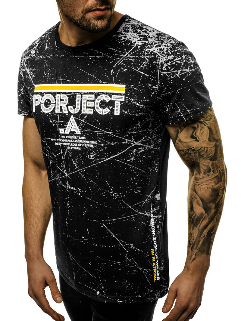 Juodi vyriški marškinėliai OZONEE JS/SS10917