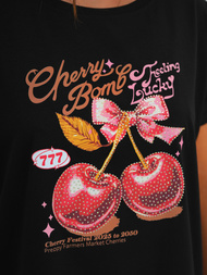 Juodi moteriški marškinėliai OZONEE JS/95T2568/3