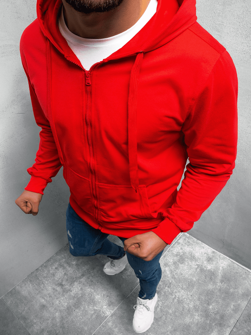 Raudona vyriškas džemperis su gobtuvu OZONEE JS/68B10002/18