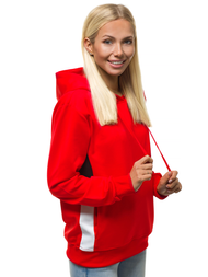 Raudona moteriškas džemperis su gobtuvu OZONEE JS/JK88125/18