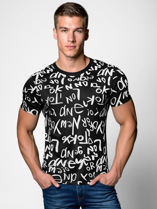 Juodi vyriški marškinėliai OZONEE O/T1268/3Z