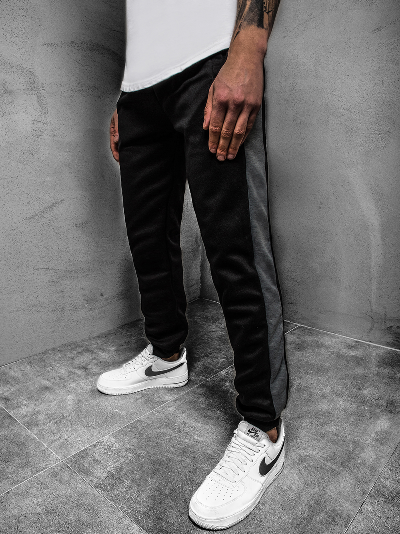 Juodai-grafitinės vyriškos sportinės kelnės OZONEE JS/JZ11003Z