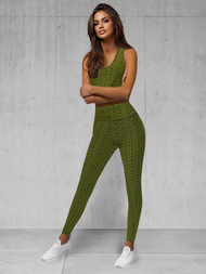 Rusvai žalsva moteriškas sportinis dviejų dalių kostiumas OZONEE JS/YW88037/7Z