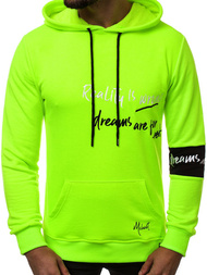 Žaliai-Neoninis vyriškas džemperis su gobtuvu OZONEE MACH/3105Z