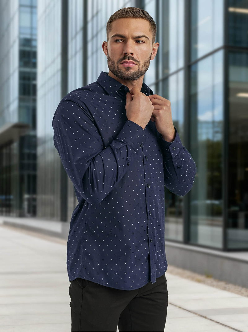 Granatinė vyriški marškiniai OZONEE V/V181