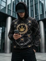 Juodas vyriškas džemperis su gobtuvu OZONEE O/B267Z