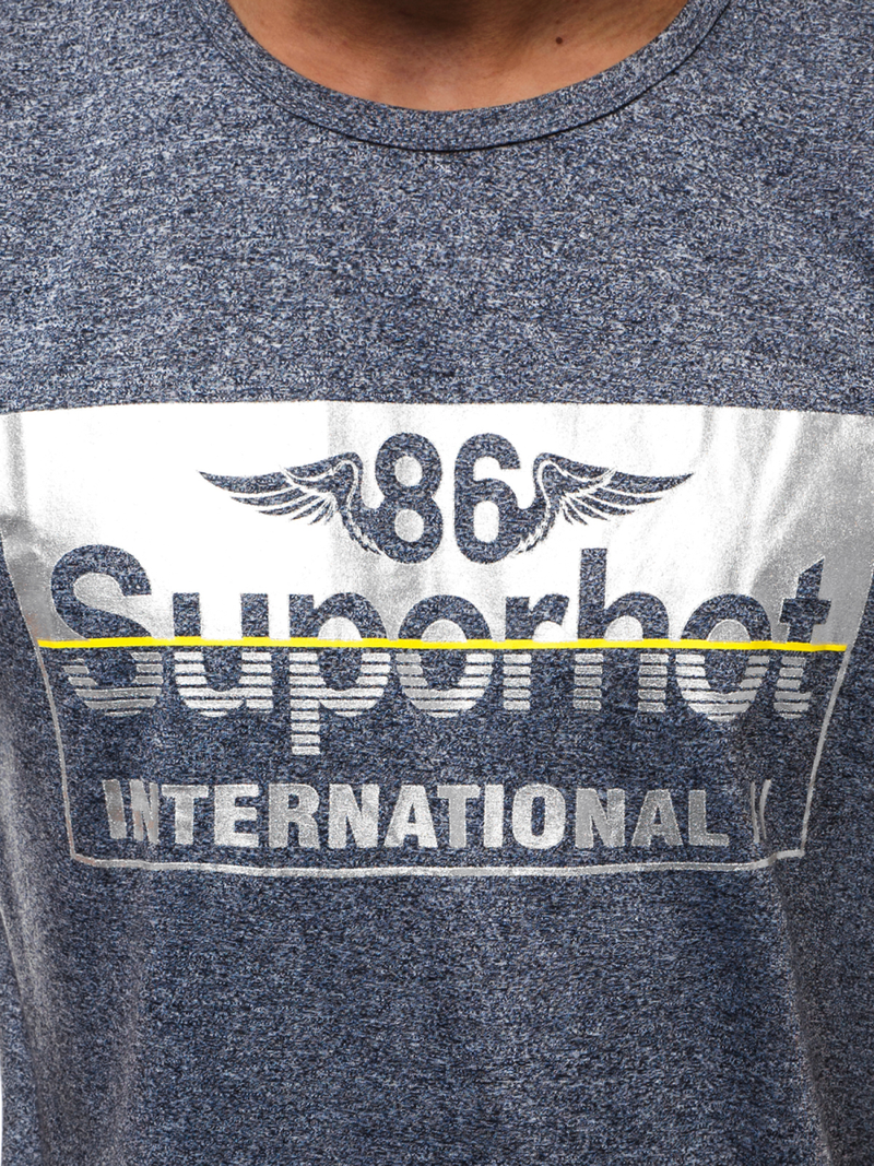 Tamsiai mėlyni vyriški marškinėliai OZONEE JS/KS2056Z