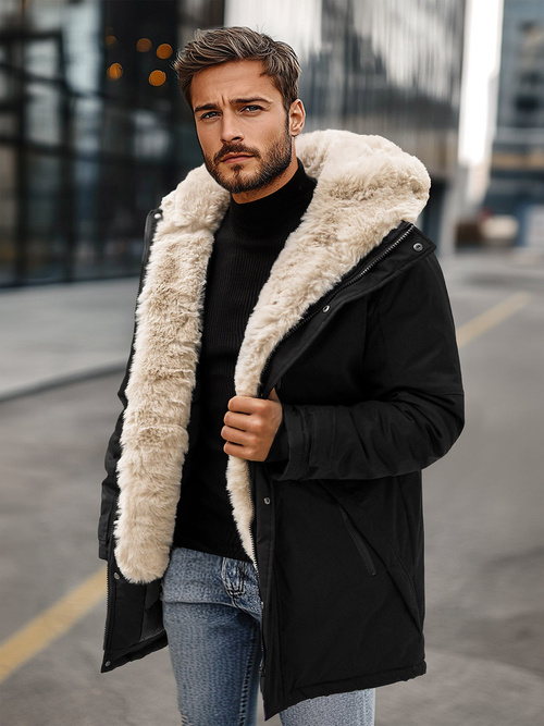 Juoda vyriška žieminė striukė OZONEE JS/22M316/392Z