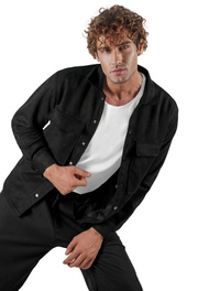 Juodi vyriški marškiniai OZONEE O/GOM23039