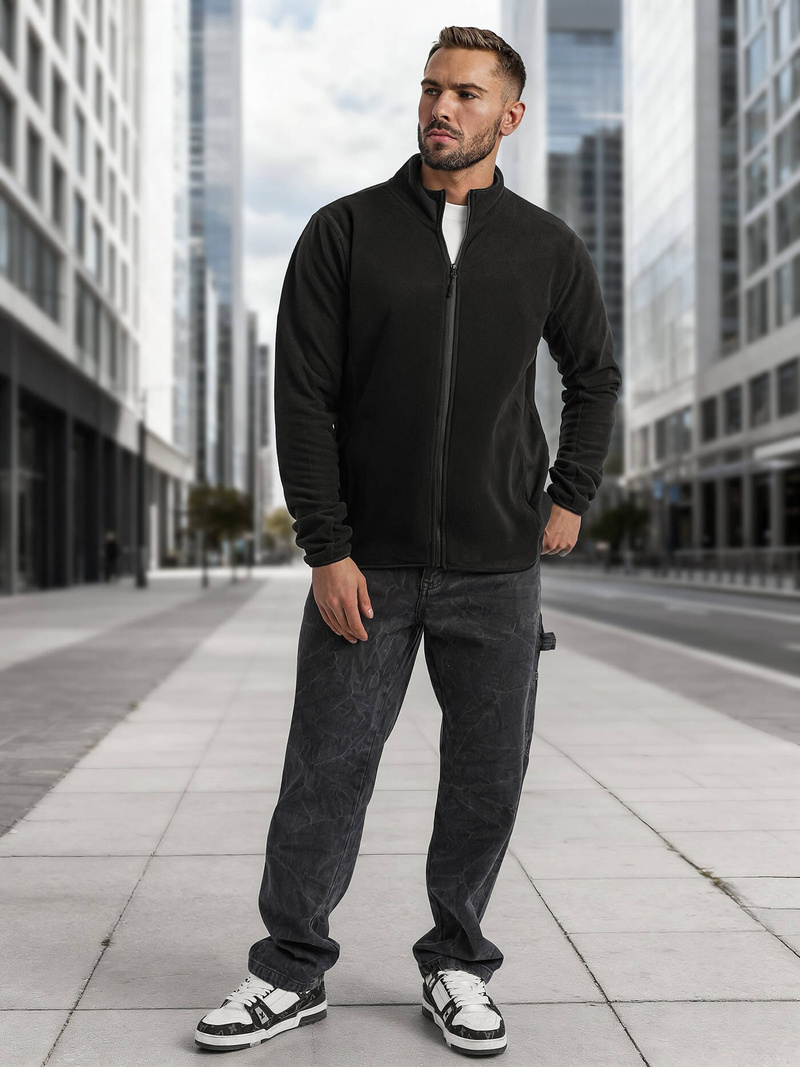 Juodas vyriškas džemperis su užtrauktuku OZONEE JS/HH016/3