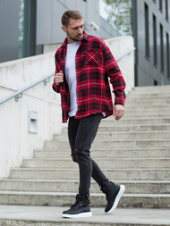 Raudonai vyriški marškiniai striukė OZONEE O/DR2020