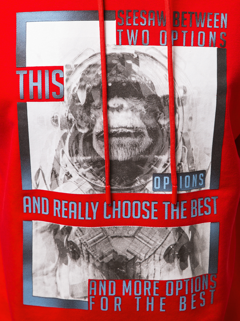 Raudona vyriškas džemperis su gobtuvu OZONEE B/20402010Z