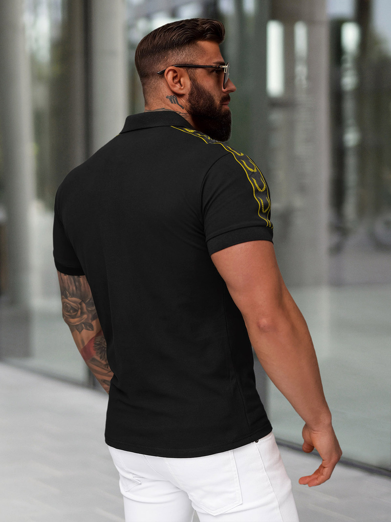 Juodi vyriški polo marškinėliai OZONEE O/QQ1337