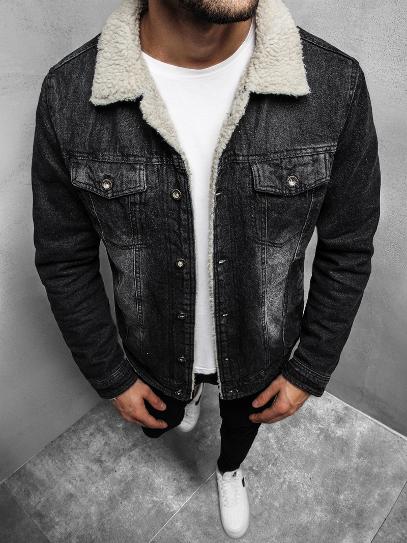 Juoda vyriška džinso striukė OZONEE JB/JP1158Z