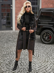 Juodi moteriškas paltas OZONEE JS/53M5200/1Z