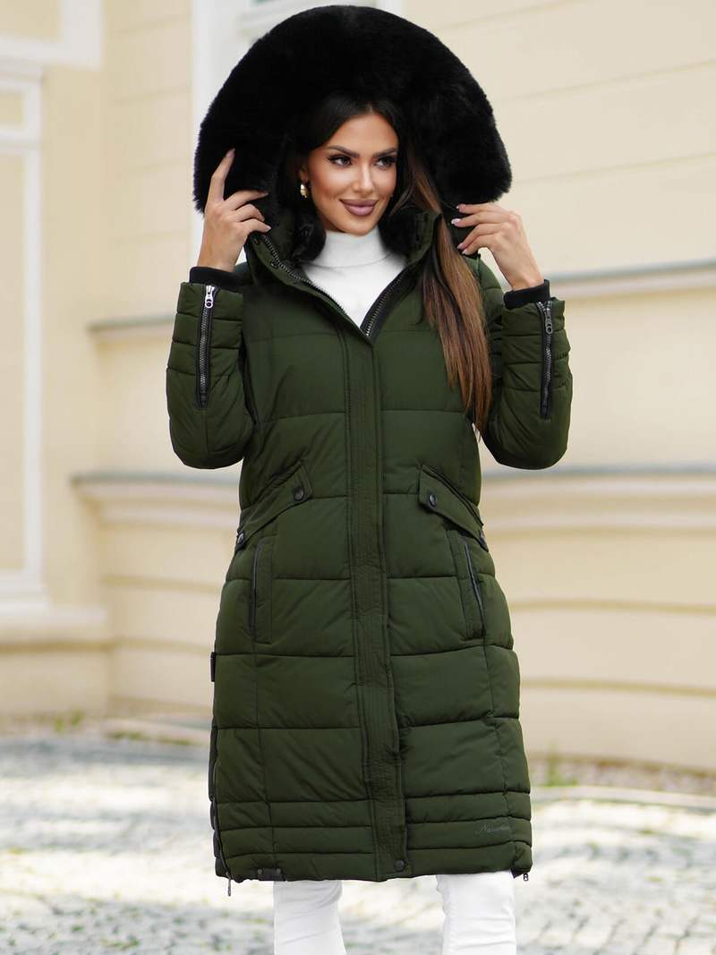 Rusvai žalsva moteriška striukė OZONEE O/W377Z