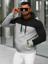 Pilka vyriškas džemperis su gobtuvu OZONEE JS/8B1307/2