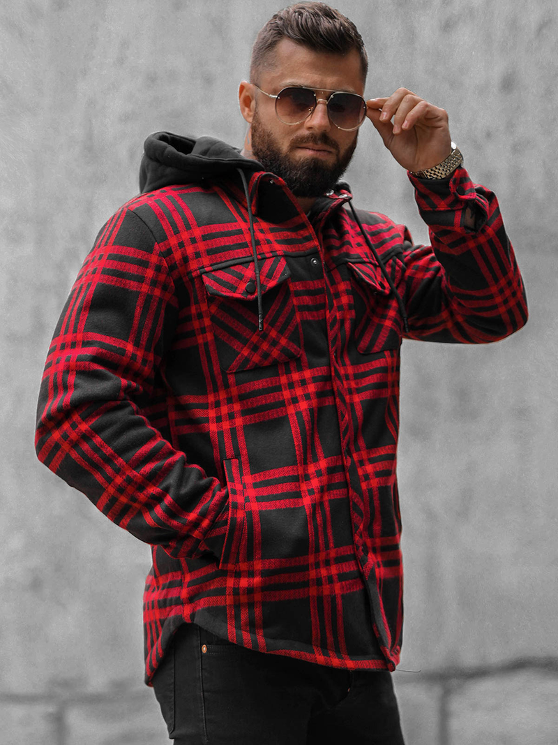 Juodai-raudona vyriški marškiniai OZONEE O/3A91/4