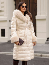 Smėlinis moteriška paltas OZONEE JS/5M3160/254/BZ