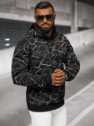 Juodas vyriškas džemperis su gobtuvu OZONEE JS/8B1235/3