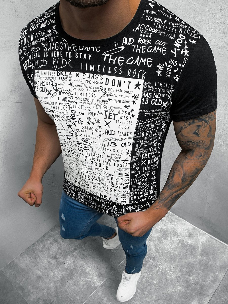 Juodi vyriški marškinėliai OZONEE O/1173Z