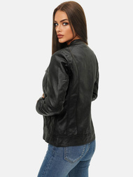 Juoda Moteriška Odinė Striukė OZONEE JS/11Z8010