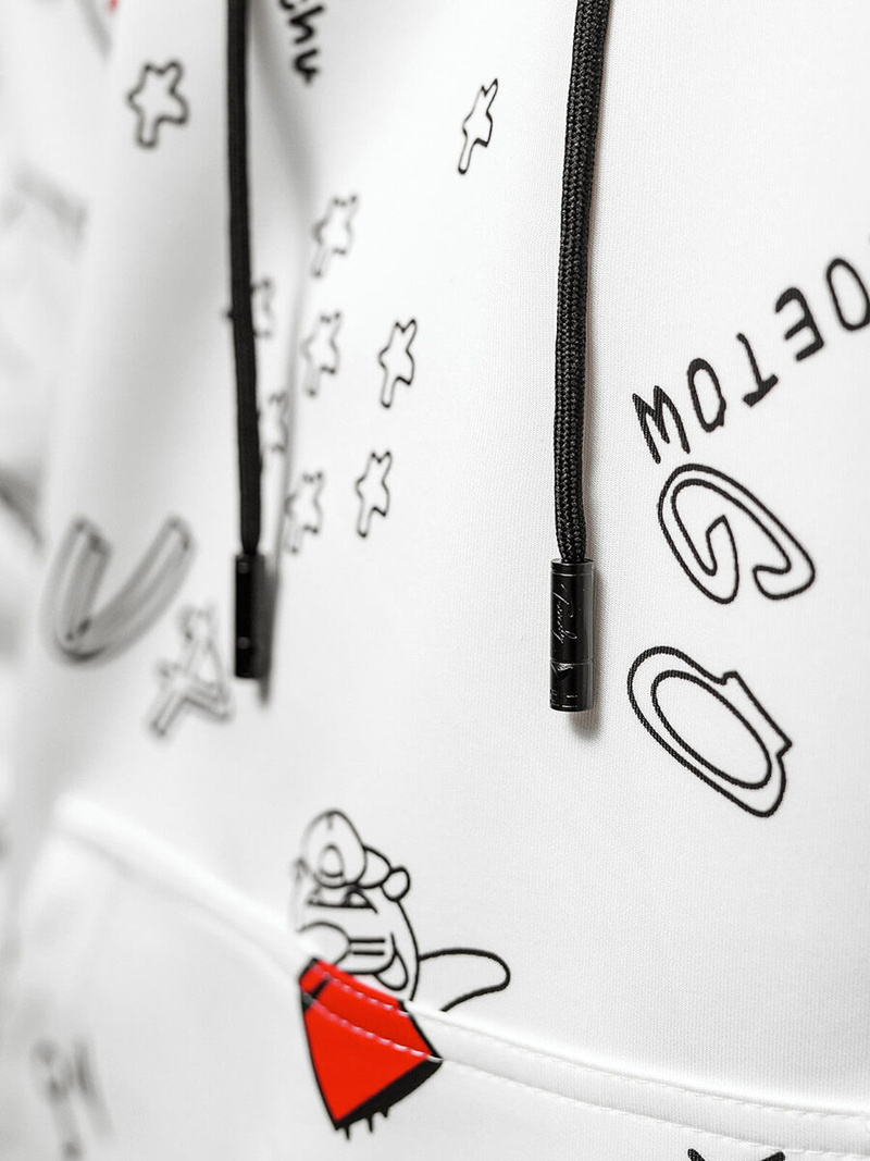 Baltas vyriškas džemperis su gobtuvu OZONEE JS/8B1223/1