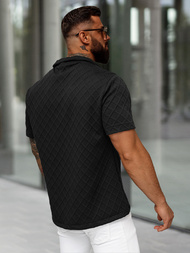 Juodas vyriški marškiniai trumpomis rankovėmis OZONEE O/B2257