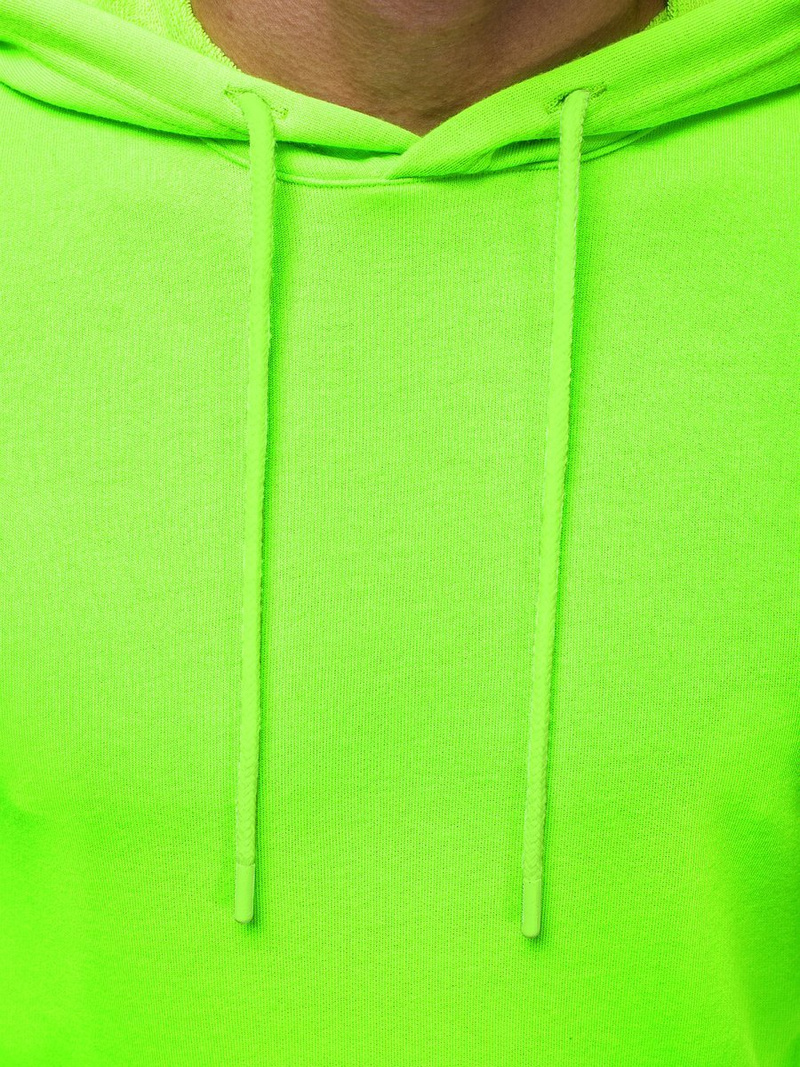 Žaliai-Neoninis vyriškas džemperis su gobtuvu OZONEE MACH/3120