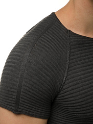 Grafitinė vyriška palaidinė trumpomis rankovėmis OZONEE L/2297