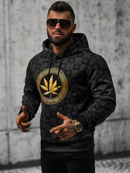 Juodas vyriškas džemperis su gobtuvu OZONEE O/B265