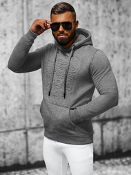 Grafitinis vyriškas džemperis su gobtuvu OZONEE NB/MF2012