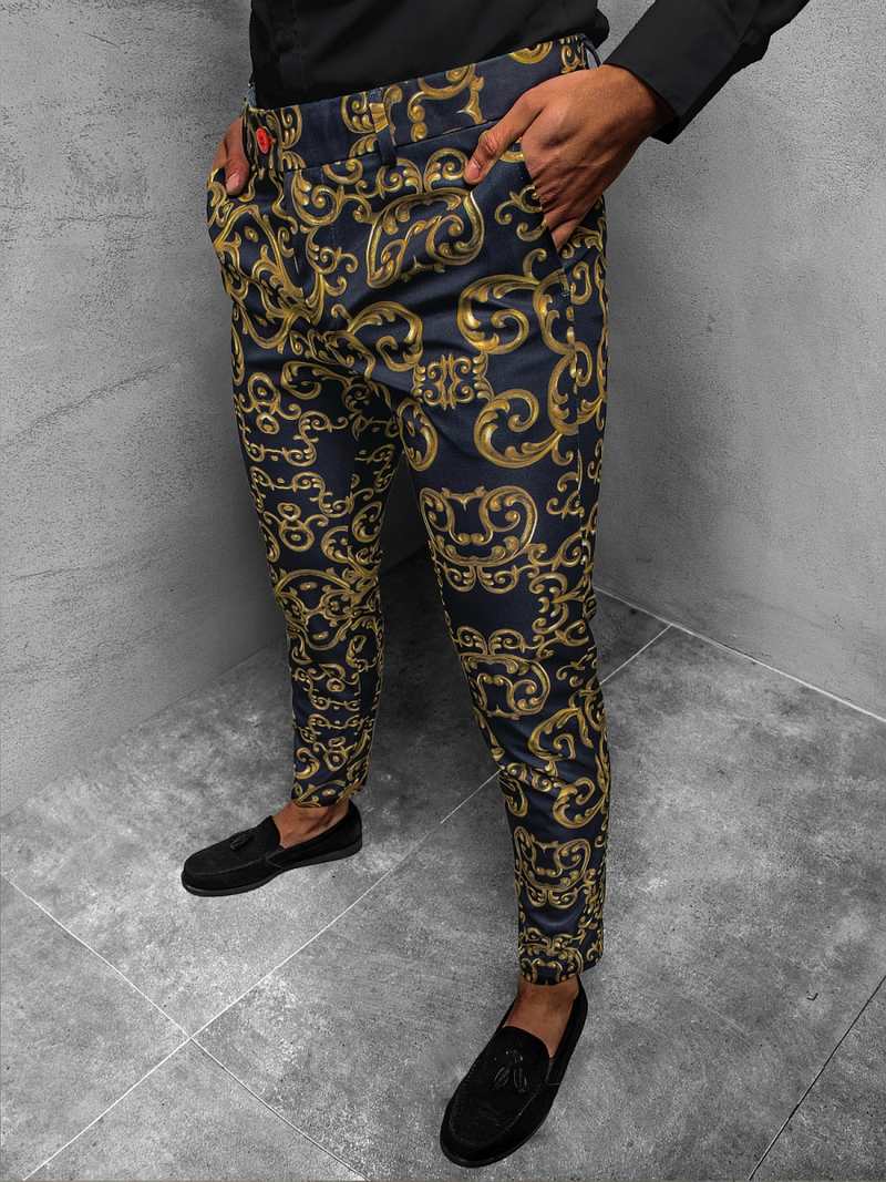 Granatinės vyriškos chino kelnės OZONEE DJ/5595