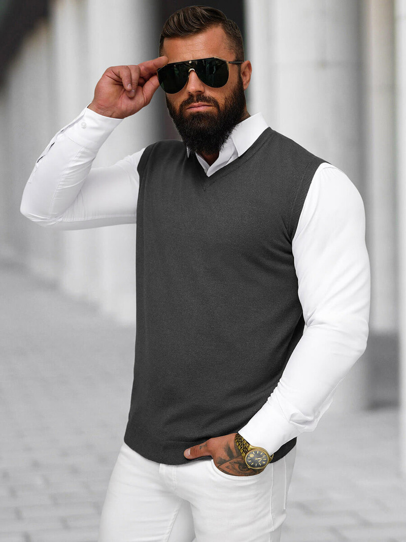 Grafitinis vyriškas megztinis OZONEE NB/MM6005/3Z