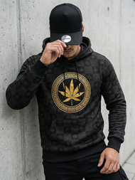 Juodas vyriškas džemperis su gobtuvu OZONEE O/B265Z