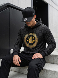 Juodas vyriškas džemperis su gobtuvu OZONEE O/B265Z