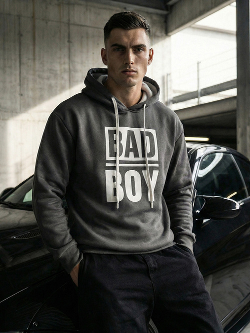 Grafitinis vyriškas džemperis su gobtuvu OZONEE JS/65B3909/5Z