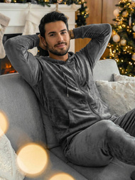 Grafitinis vyriškas veliūrinis sportinis kostiumas OZONEE JS/8C1169/6Z