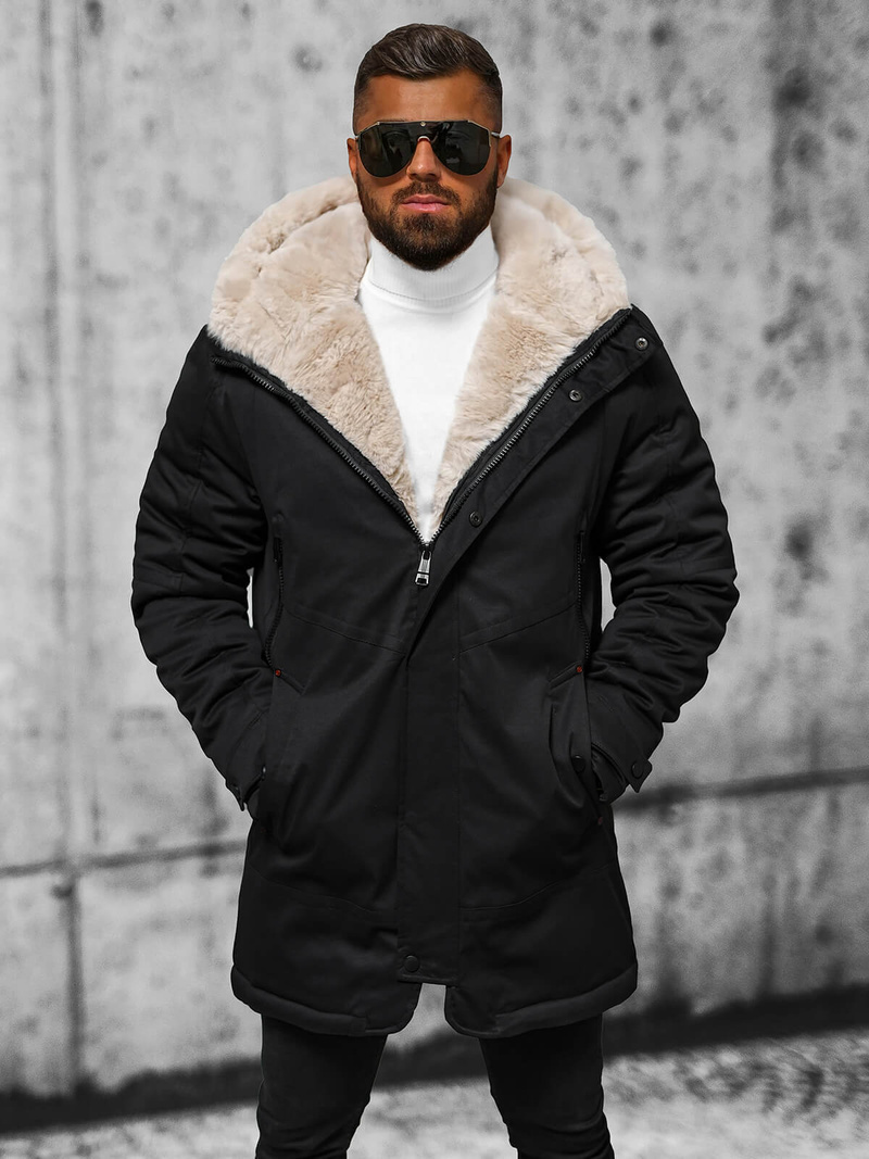 Juoda vyriška žieminė striukė OZONEE JS/22M319/392